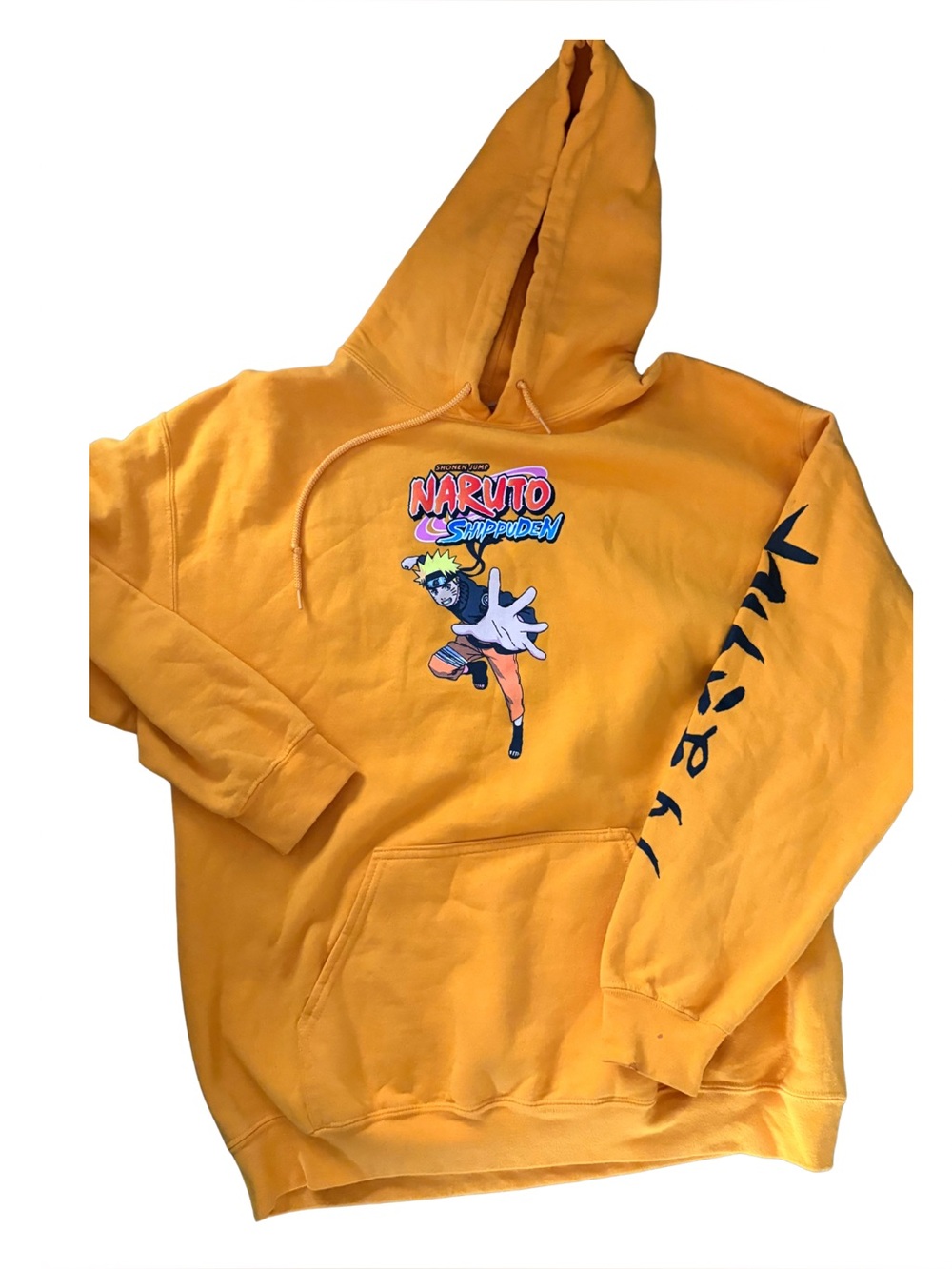 Naruto‎ Shippuden Anime Graphic Hoodie Yellow Men's Large